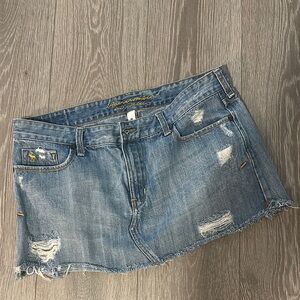Distressed Denim Mini Skirt